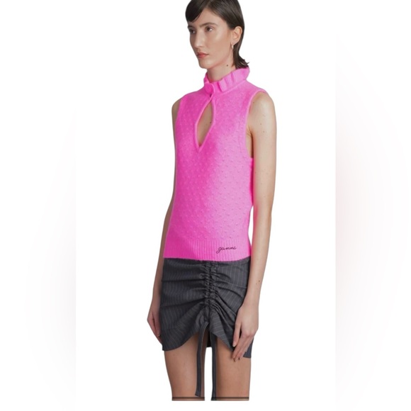 Ganni Fuchsia Alpaca Blend Sleeveless Sweater XS - Picture 1 of 14